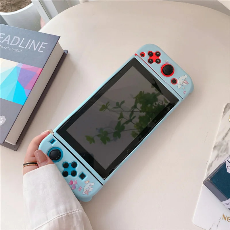 Sanrio-funda de silicona Cinnamoroll para Nintendo Switch, cubierta  protectora para consola de juegos dividida, Anime Kawaii, Kuromi, NS con asa