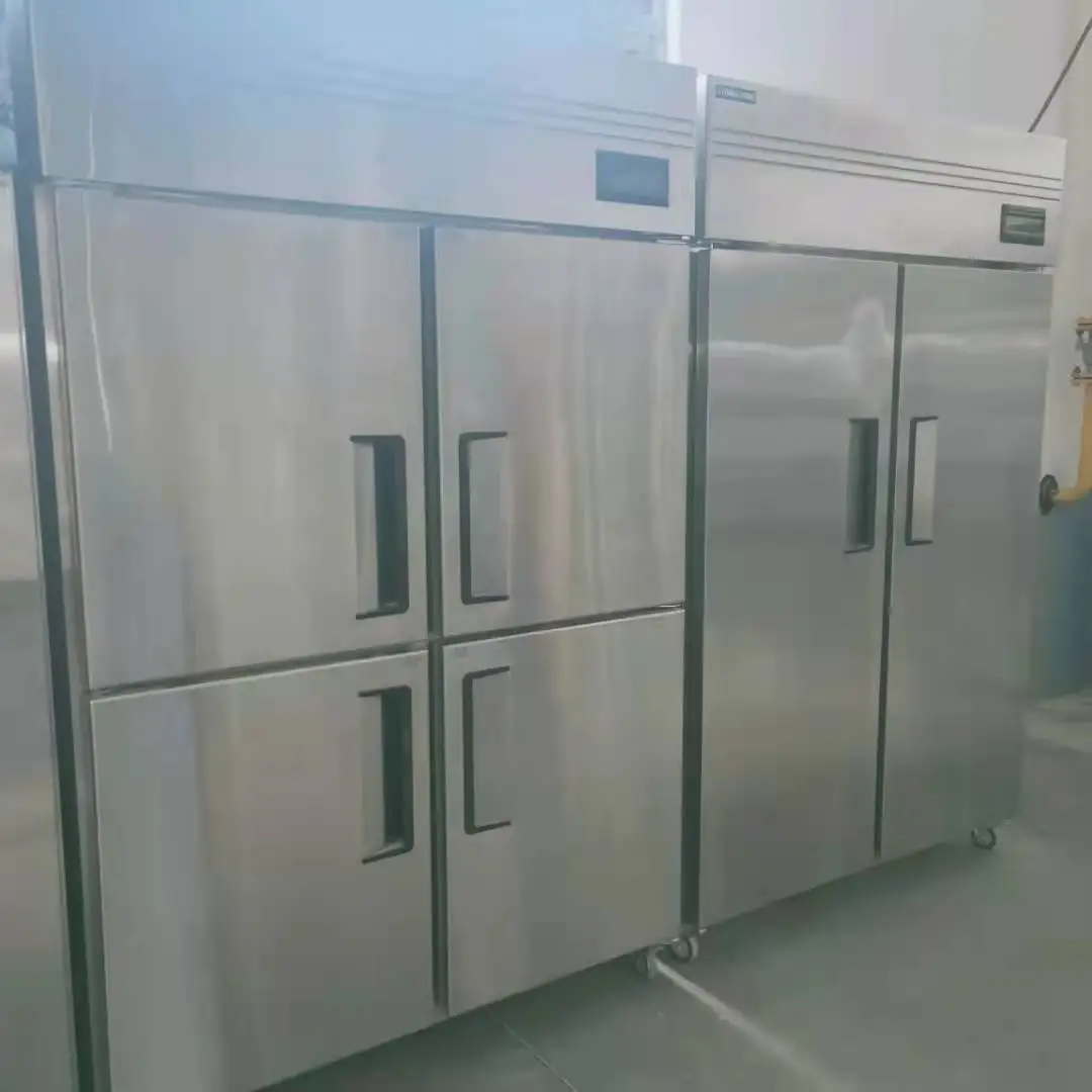 990L Commercial Freezer Stainless Steel Upright Refrigerator Four Sliding Doors Compressor for Outdoor Household Use US Plug - Image 2