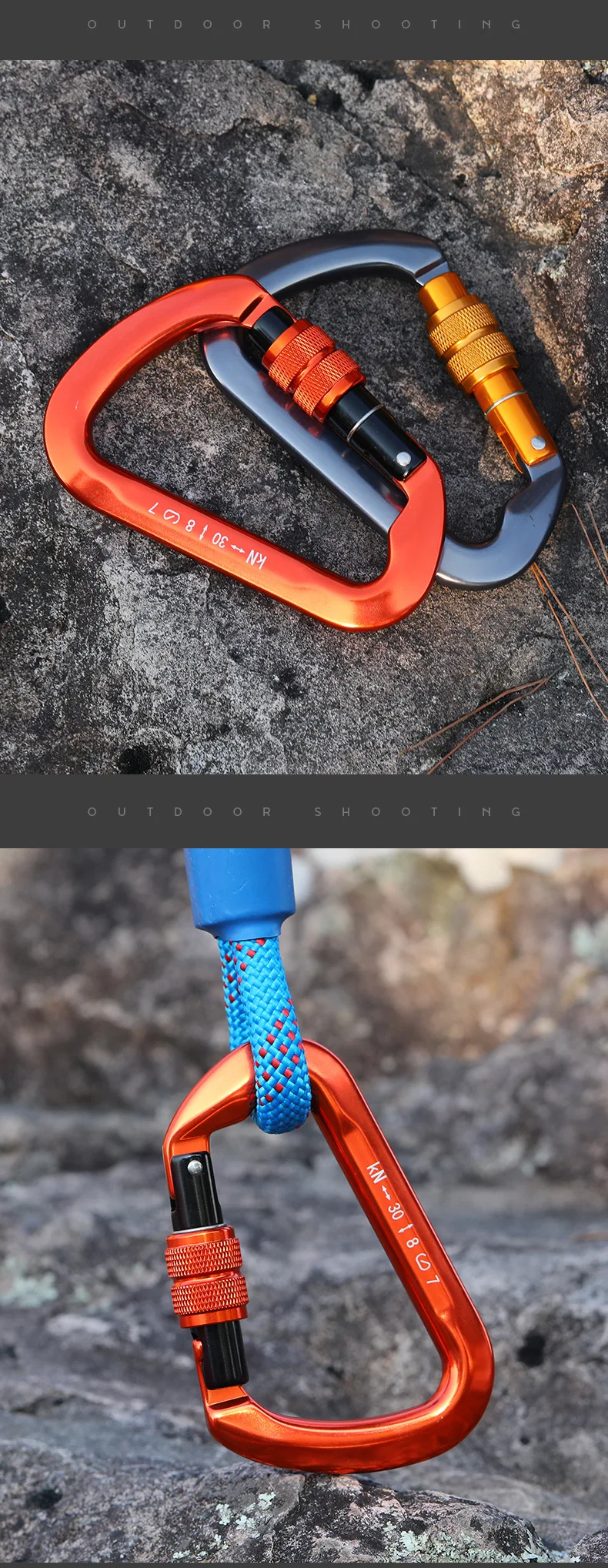 Outdoor Karabiner Klettern Berglandung 30kN Haken Hohe Höhe Karabiner Aluminium Legierung Sicherheit Schnalle Ausrüstung – Detail 7