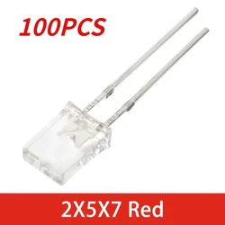 100PCS Multi - Color Square Transparent LED Diodes - White, Red, Yellow, Blue, Green (100pcs - red)