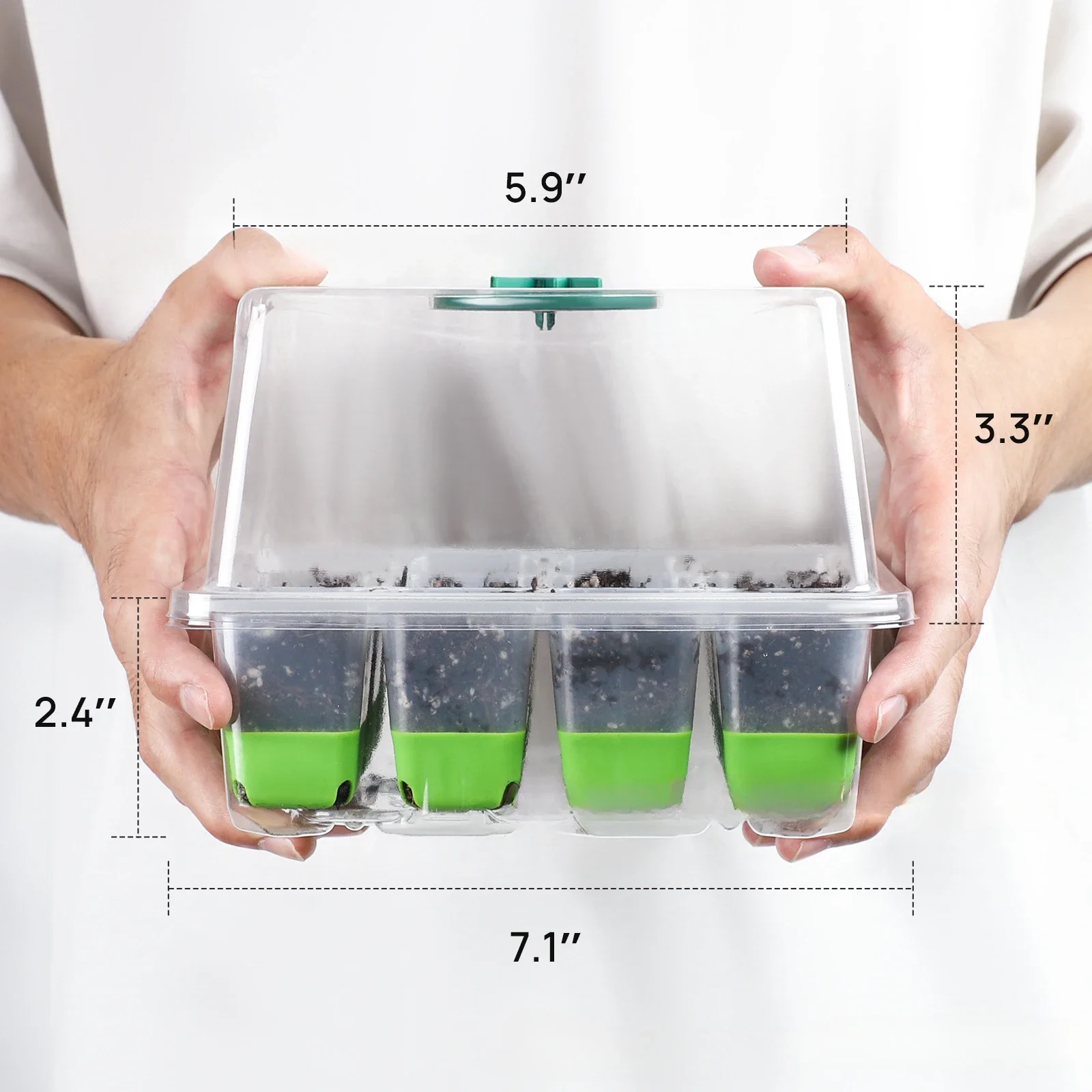 Seedling Starter Tray 12-cell Silicone Seedling Starter Tray Indoor Garden Greenhouse Growth Potting with Cover Adjustable Humidity Germination Box