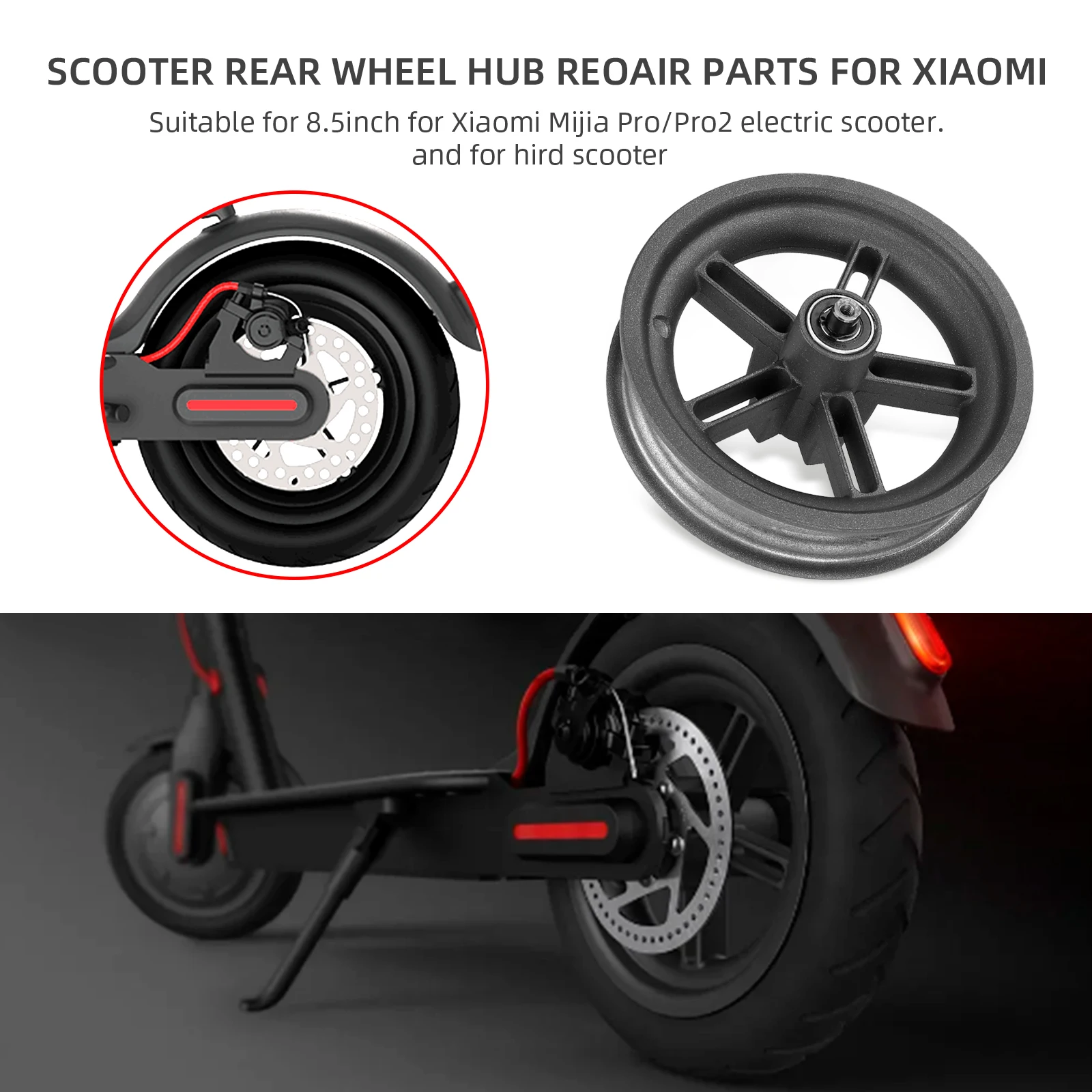 Moyeu Arrière Aluminium Pour Trottinette Xiaomi Pro Pro2 - Jante Complète Robuste