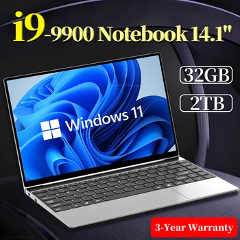 LENO NUOVO 14.1 "Laptop Intel Core i9-9900 32GB 2TB Windows 11 Computer da gioco PC Gamer ufficio Notebook ultra sottile 1920*1080 HD