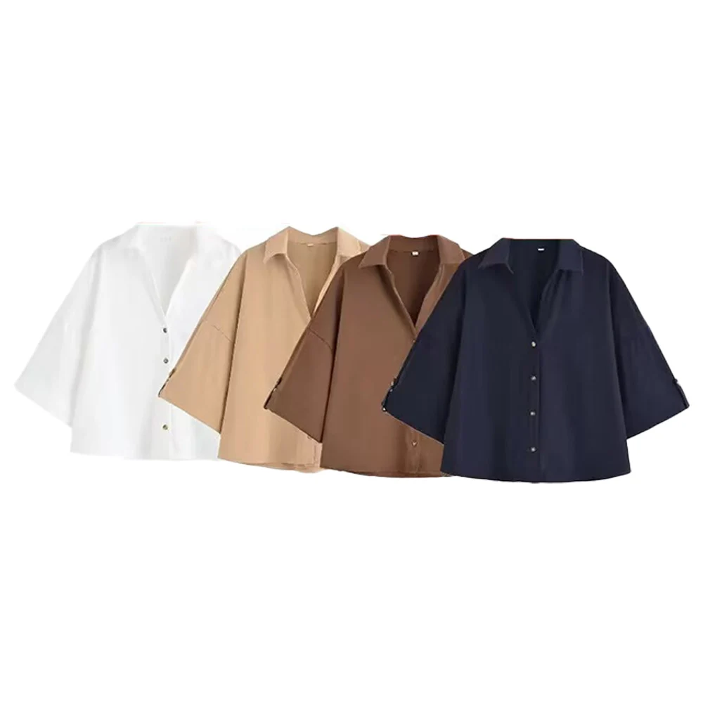 Women's European-American Style Loose Collar Shirt