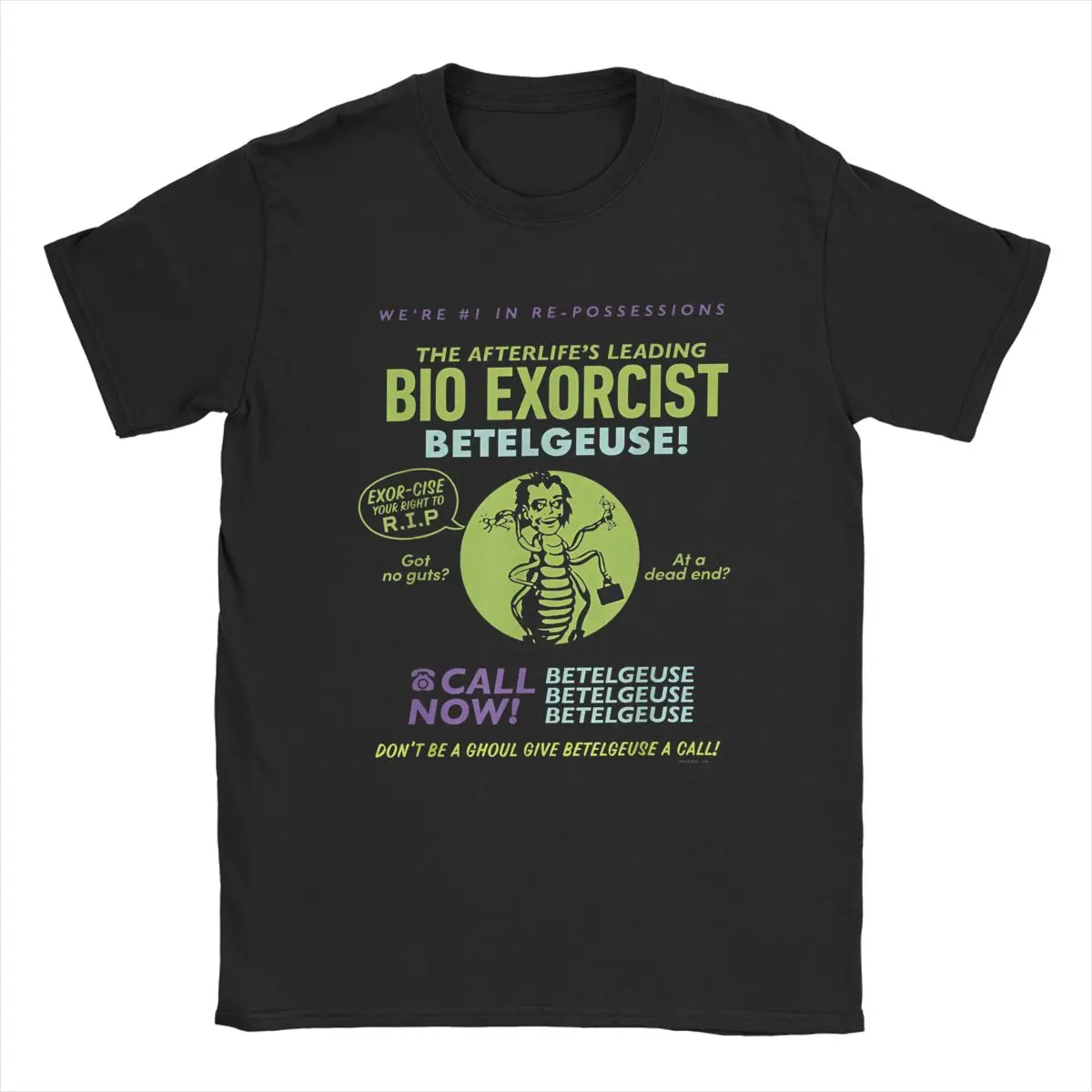thumbnail image 2 of B-beetlejuice Camiseta de manga corta para hombre, Camisa de algodón con estampado de "postlife's Leading", Bio Exorcist Ad, Horror de Halloween, 2 of 5