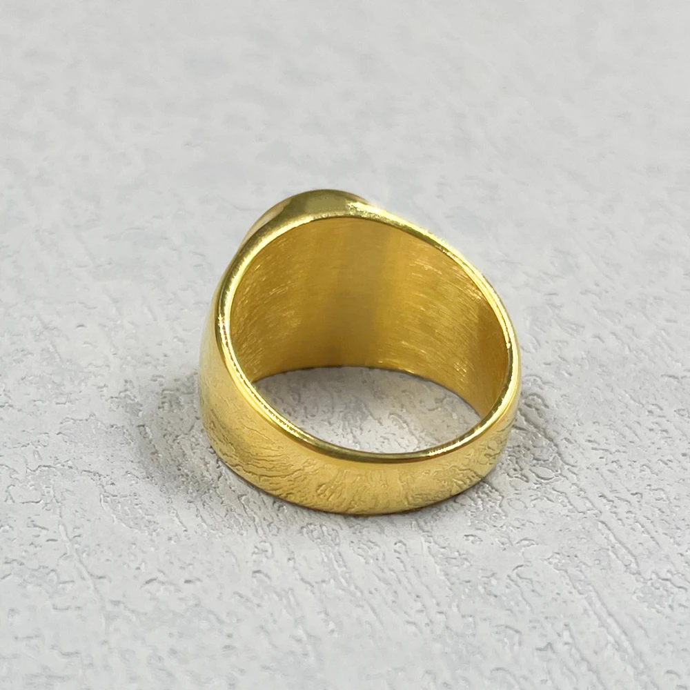 Men's Vintage Hiphop Rock Stainless Steel Ring in Gold Finish