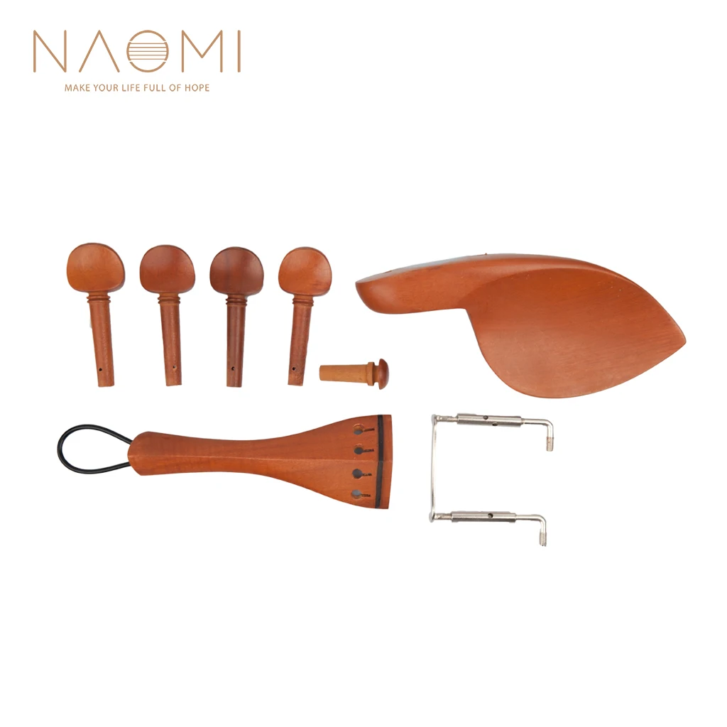 NAOMI Jujube Wood Violin Chin Rest For 4/4 Violin Chin Rest Chinrest Jujube Wood W/Tuning Peg Tailpiece Accessories