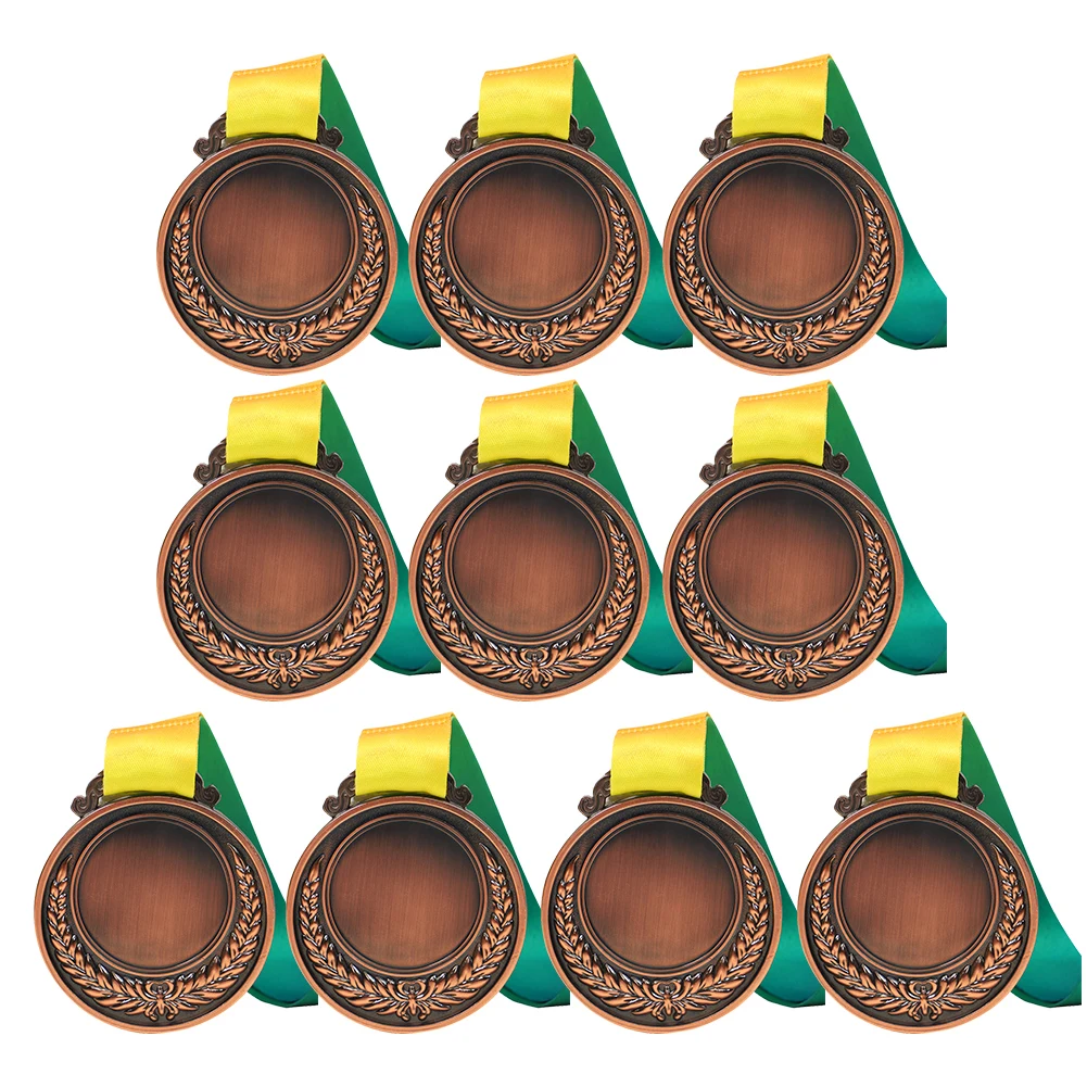 10Pcs Gold/Silver/Bronze Medal Metal Winner Medals with Neck Ribbon Competition Prize Medals 5.2cm for Talent Show Party Race