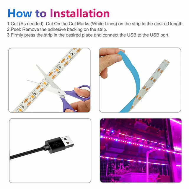 5 V Usb Led Növény Növekedés Világos Teljes Spektrum 1-5 M Plant Light Strip Phyto Lámpa Üvegházhatású Virág Palánta Grow Sátor Hidroponikus - Image 4