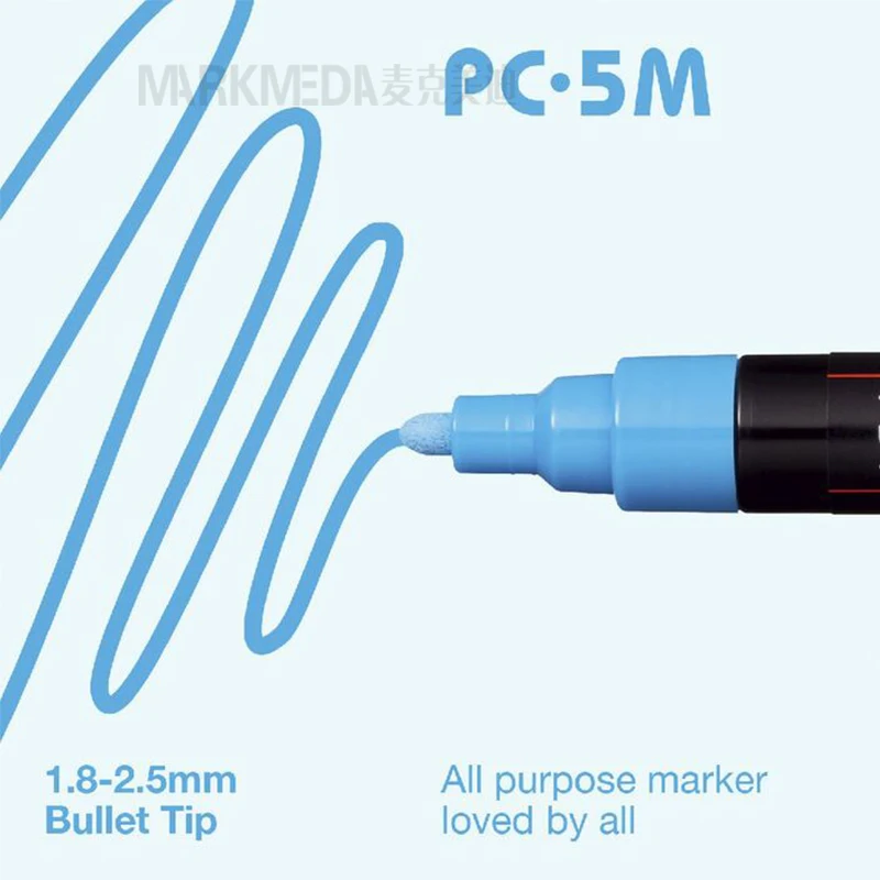 1pcs 일본 Uni Posca 마커 펜 PC-5M 페인트 펜 팝 포스터/낙서 방수 학생 사무실 문구 용품