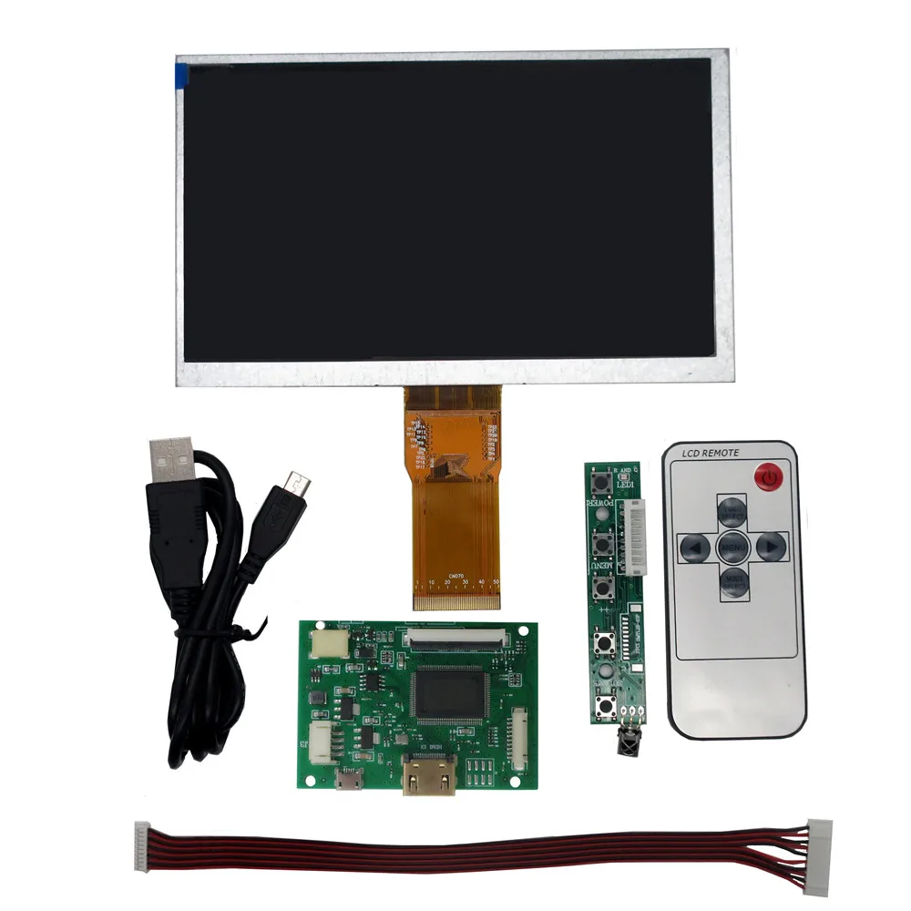 7 Inch 1024*600 Screen Display LCD TFT Monitor With Remote Driver Control Board HDMI-Compatible For Raspberry Pi Banana Pi