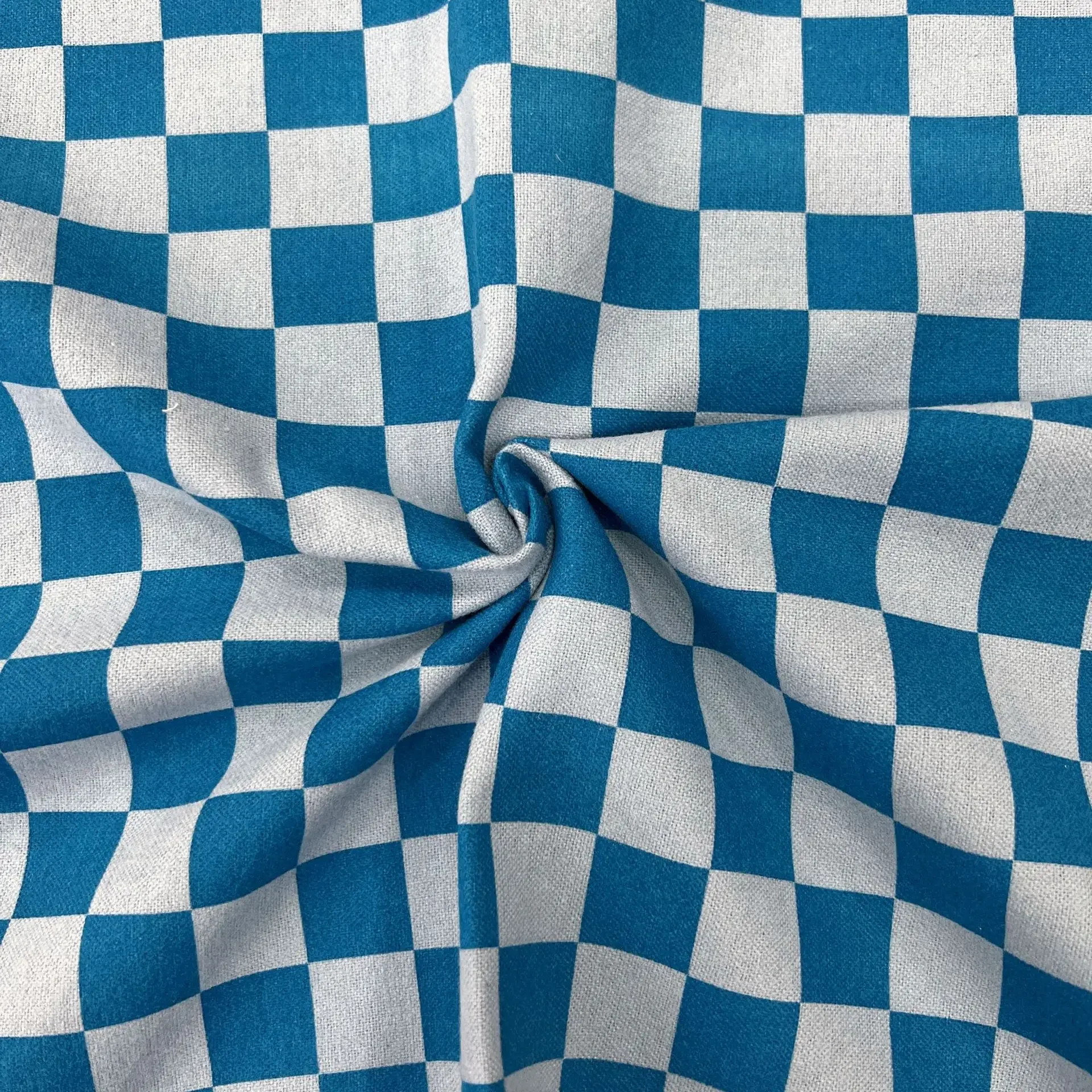 Cotton Flannel Printed Fabric 2cm Square Grids Children's Clothing Women's Apparel Fashionable Soft Texture Material