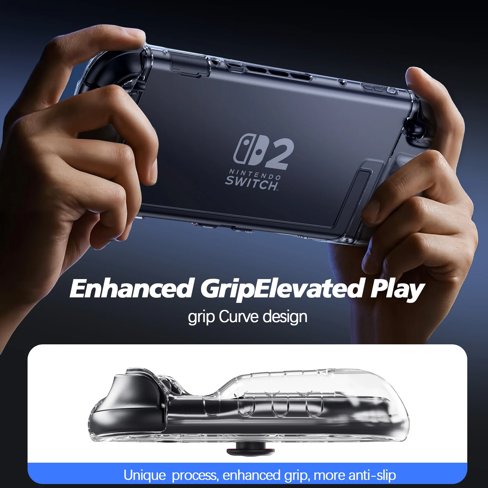 Switch 2 Transparent Case - Crystal Clear Shell Showing Console Design