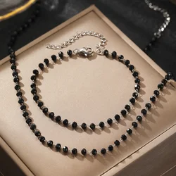 Elegant Black Imitation Pearl Jewelry Set - 2 - Piece Collection (Silver)