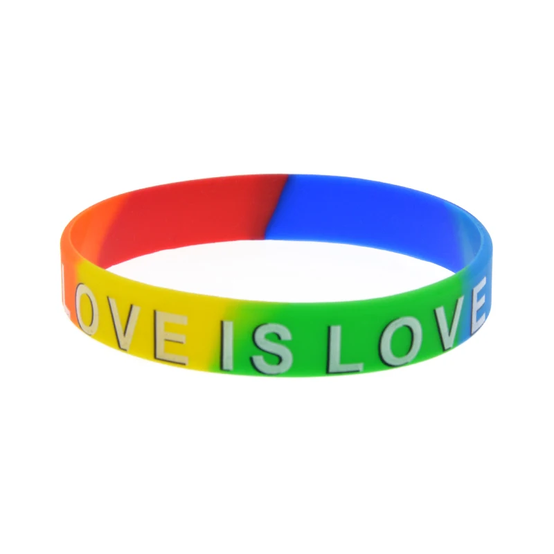 1PC/4PCS bedrucktes Love is Love Silikonarmband in Regenbogenfarben und schwarzem Stolz-Gummiarmband – Detail 8
