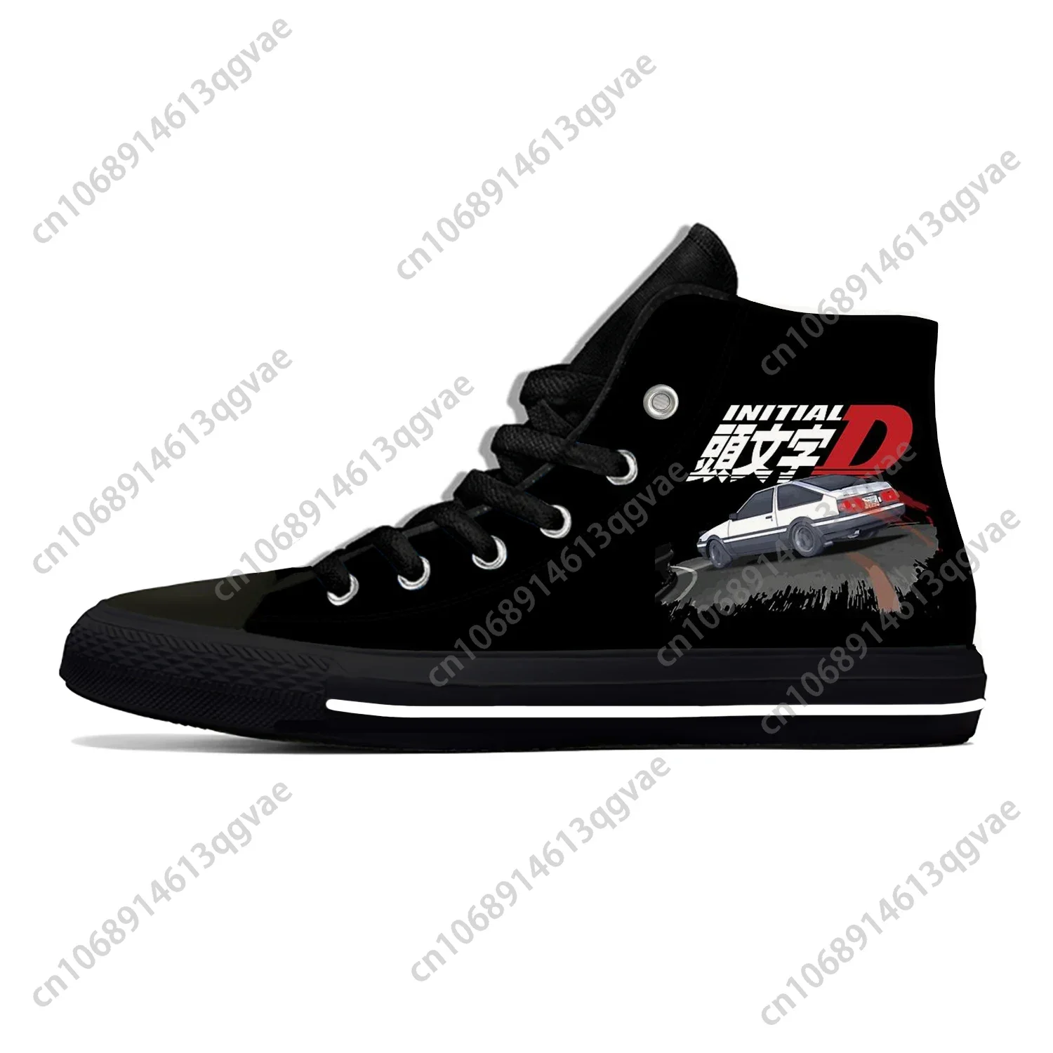 Japanese Anime Initial D High Top Sneakers Mens Womens Teenager High Quality Canvas Sneaker Casual Couple Shoes Custom Shoe 3