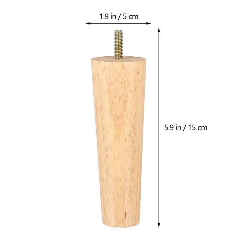 Set of 4 Sturdy Solid Wood Tapered Furniture Legs - Various Heights Available