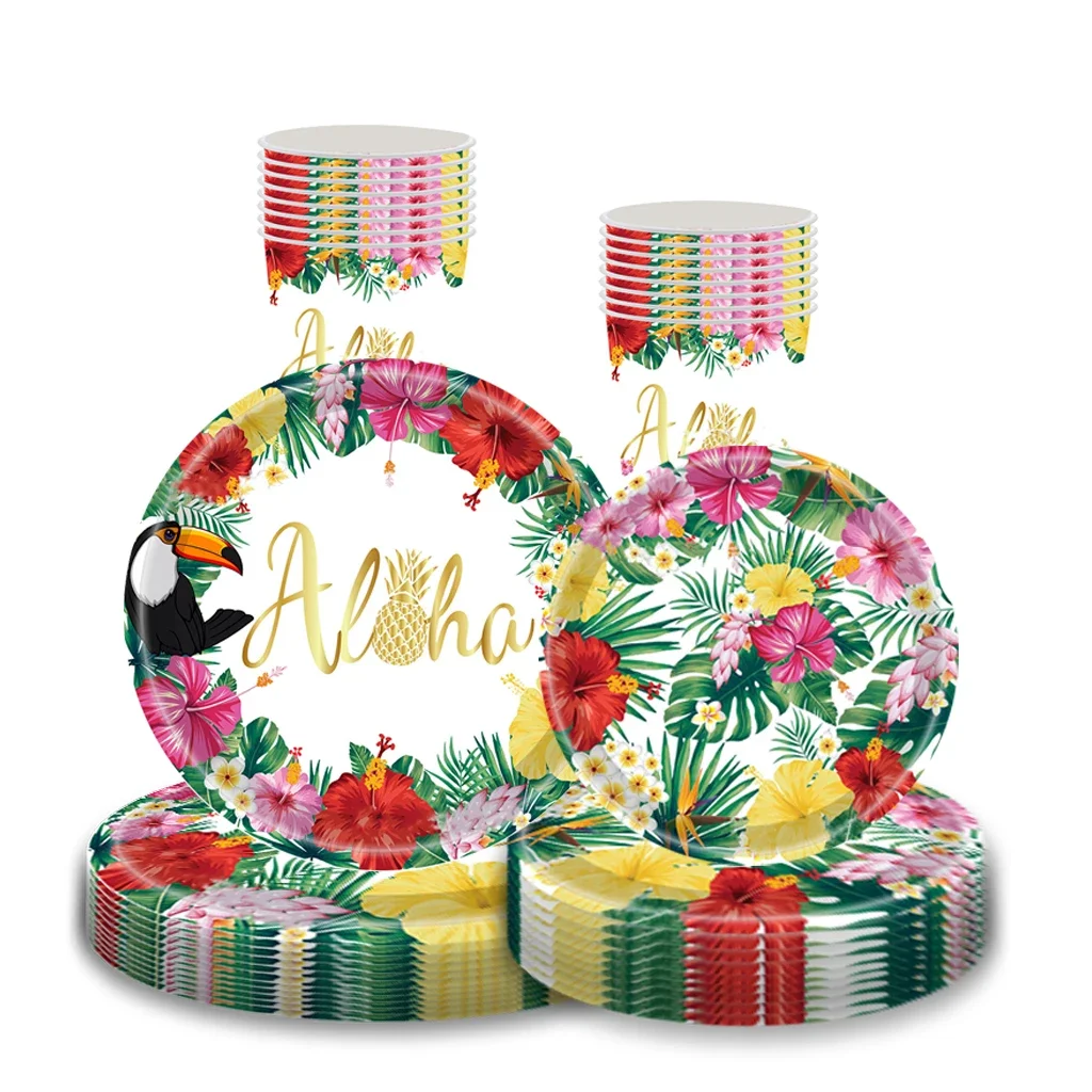 8 Ospiti Flamingo Hawaii Hibiscus Tema Piatti Di Carta Usa E Getta Tazze Tovaglioli Aloha Flamingo Hello Summer Birthday Party Supplies
