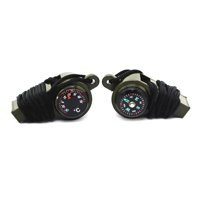 Multi Function Whistle 1PC outdoor multi-function three in one whistle life-saving whistle with compass thermometer