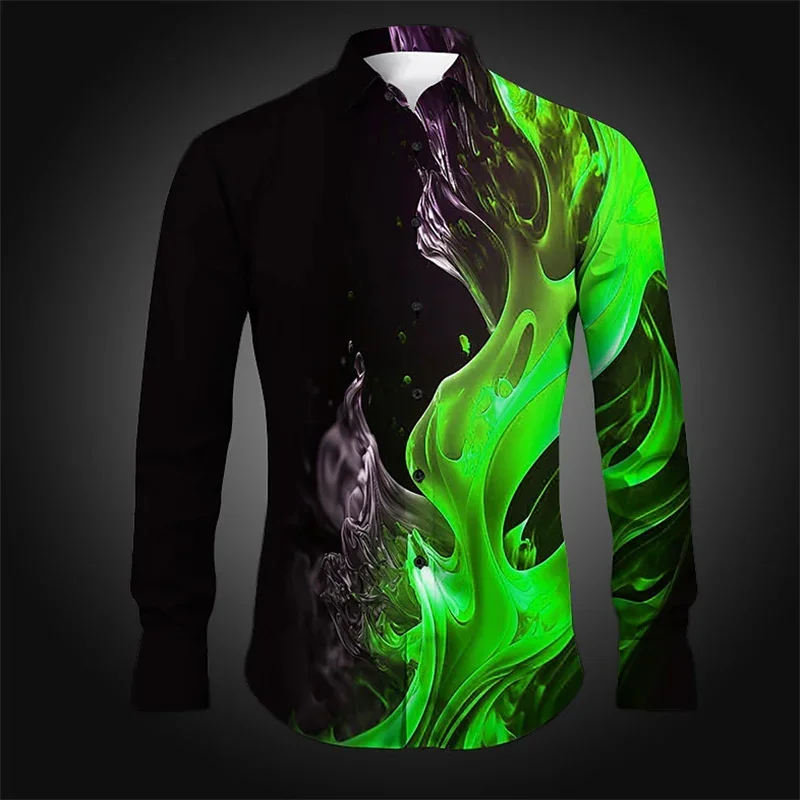 Men's shirt pattern shirt outdoor street long sleeved printed clothing fashion street clothing designer casual breathable