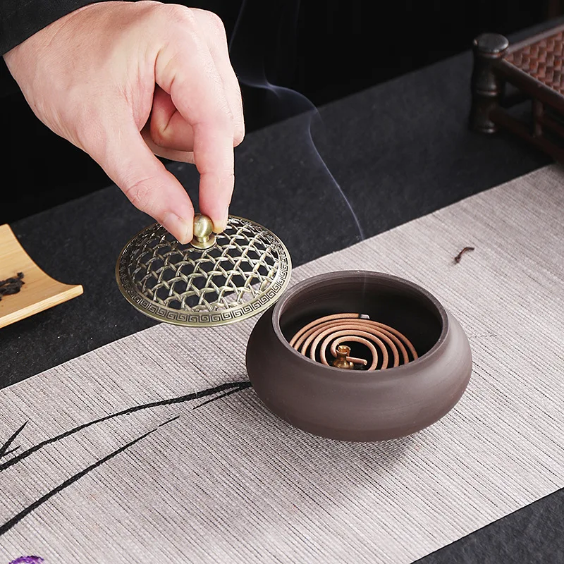 Tripod Sandalwood Stove Household Plate Aromatherapy Tower Burners Line Base Ceramic Indoor Incense Ornament_voghion.com
