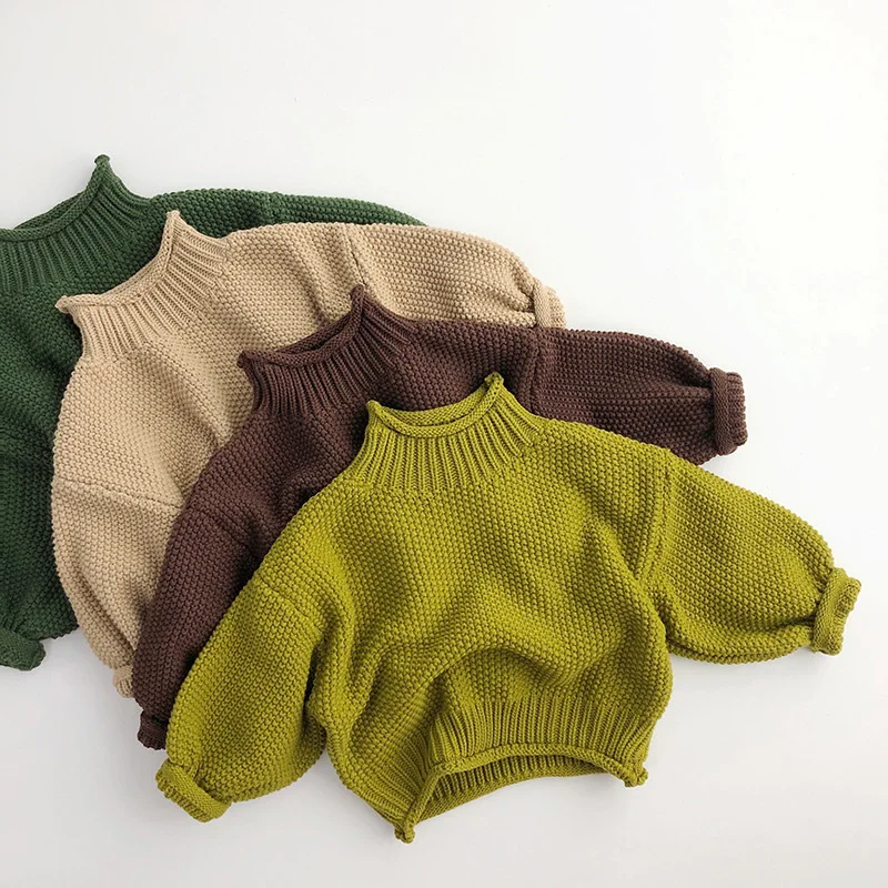 

Autumn Winter New Baby Boys Girls Clothes Vintage Knitwear Turtleneck Newborn Knitwear Long Sleeve Cotton Baby Pullover Tops