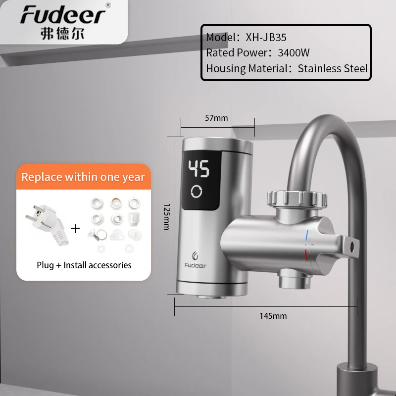 Fudeer سخان مياه كهربي صنبور المطبخ موصل لحظة مياه...