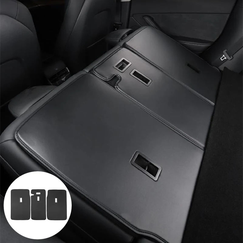 

For Tesla Model 3 Y 2017-2023 Leather Trunk Rear Seat Back Protector Cover Backrest Protection Mat Anti-kick Pad Car Accessories