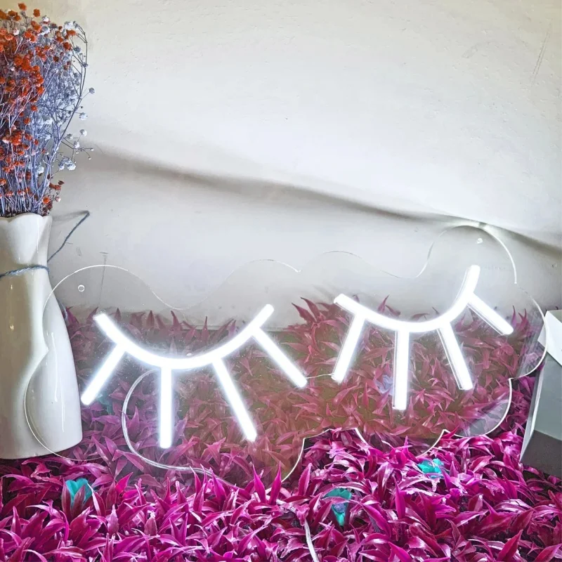 Insegna al neon per salone di ceretta per sopracciglia e ciglia: decorazione personalizzata per barbiere con LED USB