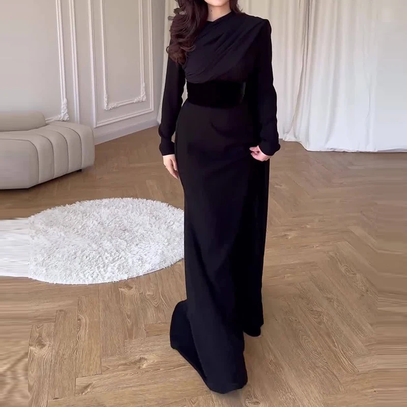 أسود مثير س الرقبة المرقعة مساء اللباس ربيع جديد ب...