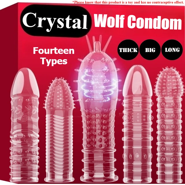 1PCS Transparent Penis Abdeckungen Extender männer Kristall Wolf Zahn Kondome Finger Cock Ring Erwachsene Sex Spielzeug Für Männliche penis Hülse