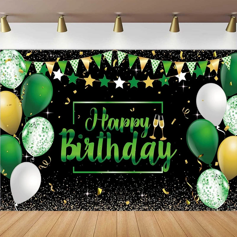 

Photography Backdrop Banner Sign For Kids Men Women Anniversary Birthday Party Supplies Decor Green And Black Background Poster