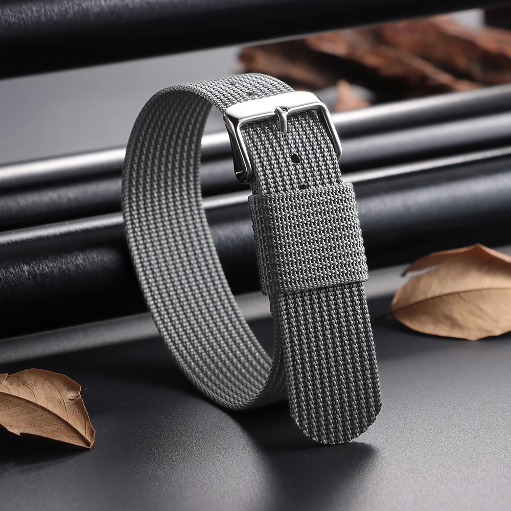 Breathable Braided Nylon Watch Band - Black & Green Army Sports Strap