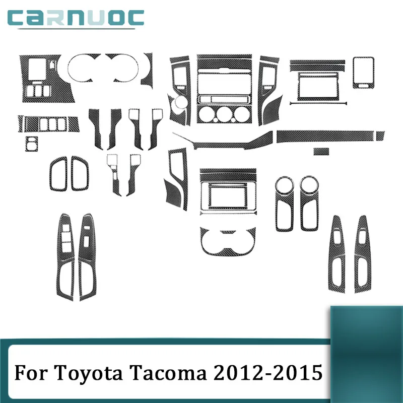 

Car Interior Decorative Accessories For Toyota Tacoma 2012 2013 2014 2015 Double Cab Carbon Fiber Black Stickers Trim Strip
