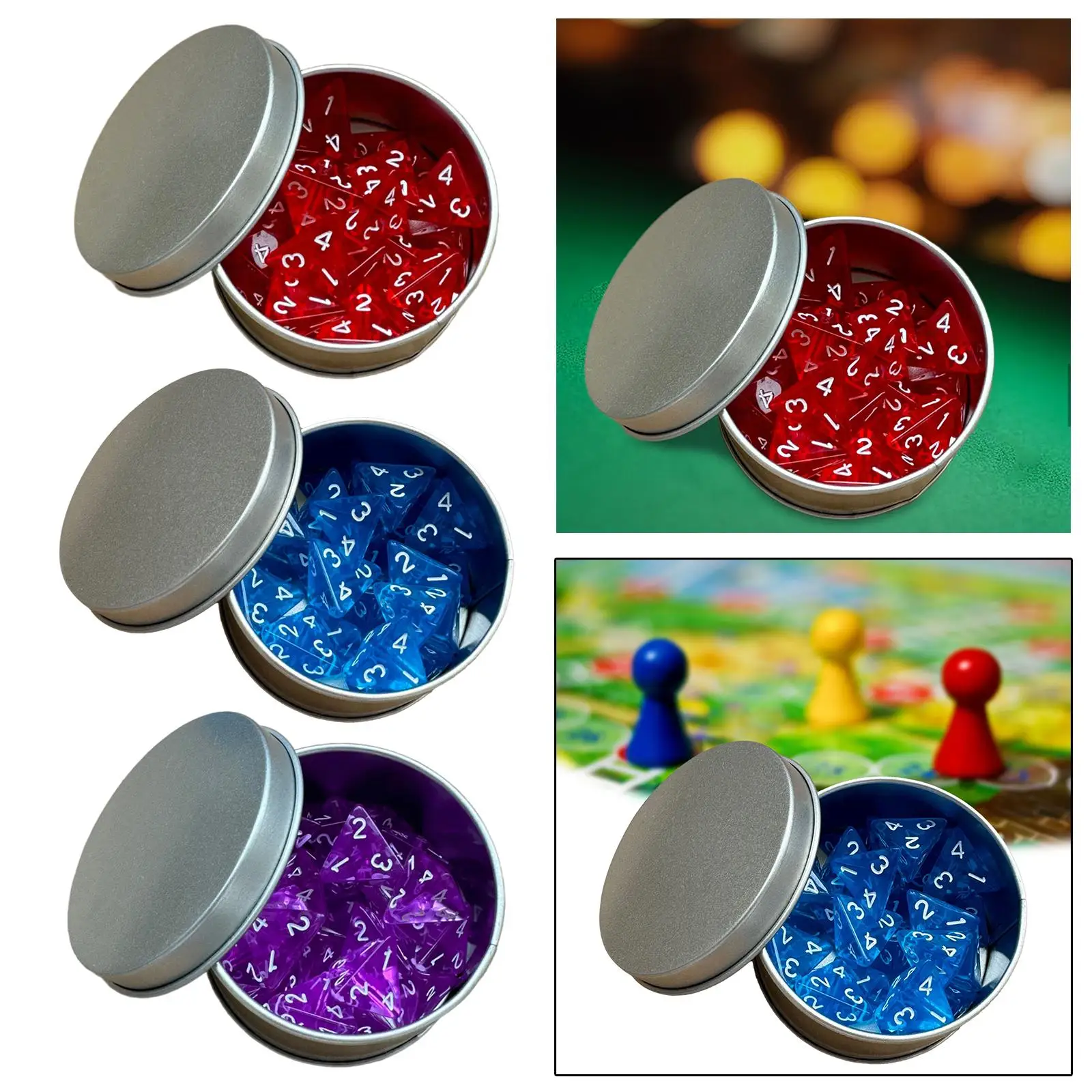 25 Pieces Multisided Dice Collectibles 16mm with Storage Case D4 Die for Entertainment Toy Theme Parties Friends Gathering Dice
