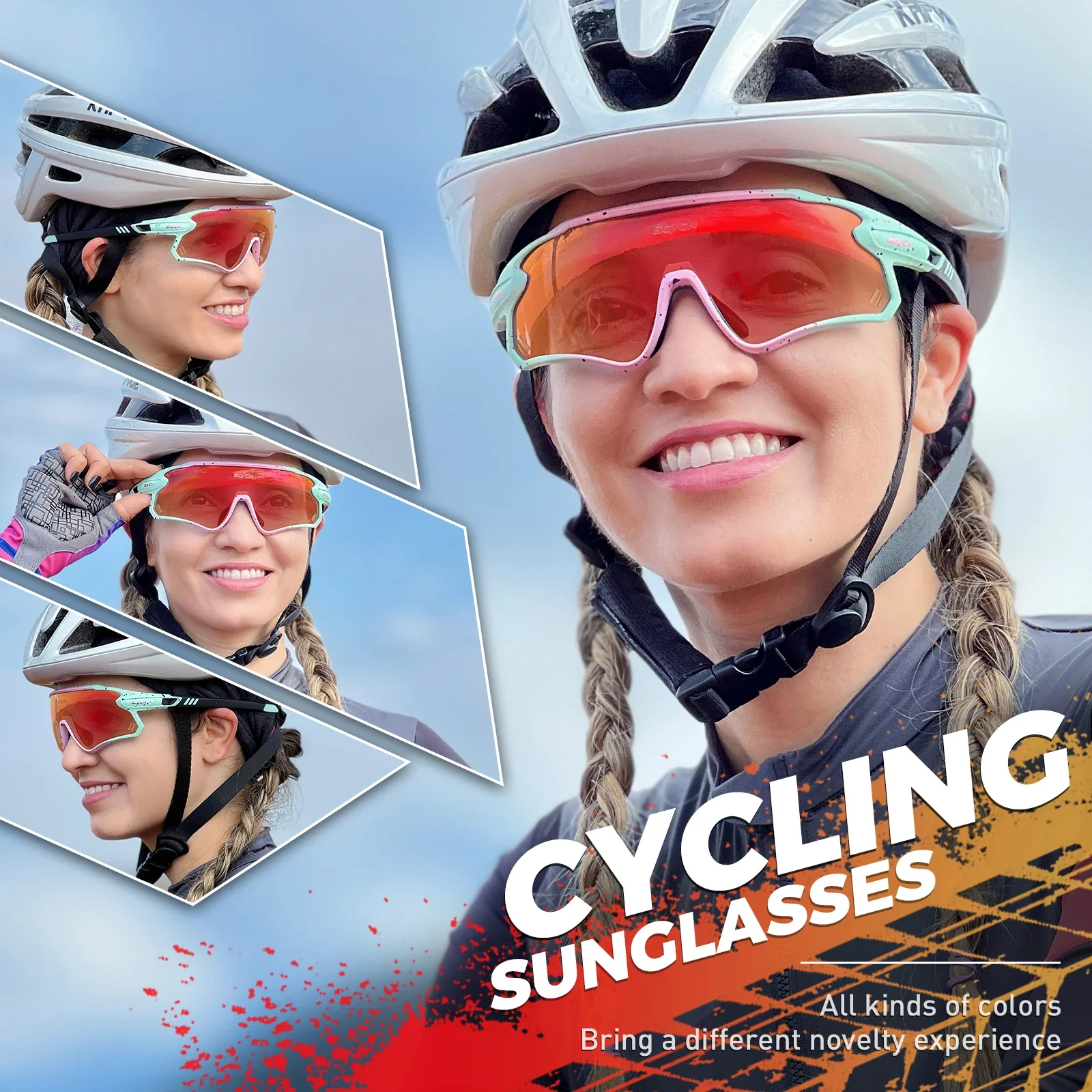 SCVCN Men Cycling Sunglasses Bike Glasses Sports Bicycle Goggles Outdoor MTB Road Running Sunglasses UV400 Protection Eyewear