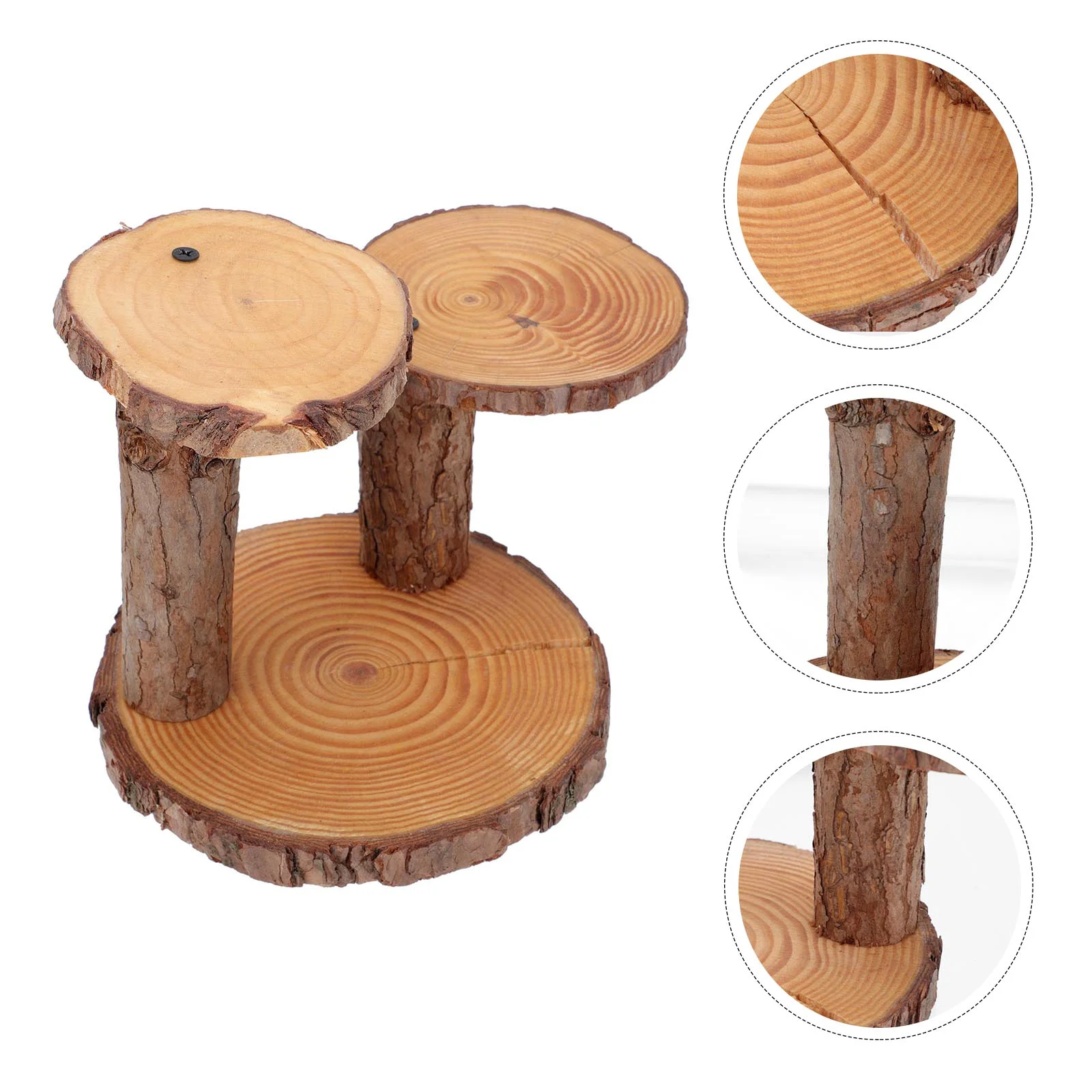

Wood Cupcake Stand 3 Tier Round Stand Cake Display Holder Multifunctional Storage Shelf for Cracker Wedding Birthday