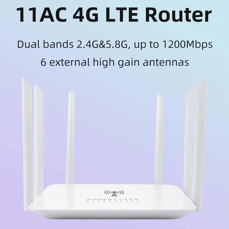 Wi Fi Router YIZLOAO LT260A 4G 1200Mbps Wireless CPE Gateway Dual Band 2.4G/5.8GHz 5G B7 B20 B28 Mobile Hotspot Modem AP 6 Antenna