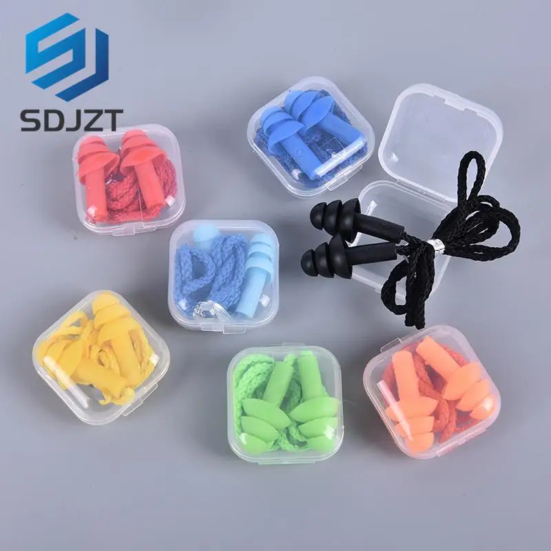 

1pair Anti-Noise Earplugs Nose Clip Case Protective Waterproof Protection Ear Plug Silicone Swim Dive Supplies security protect