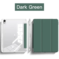 Tri - Fold Stand Case with Transparent Back and Pencil Holder - iPad(A16)  11th 2025 (Dark Green)