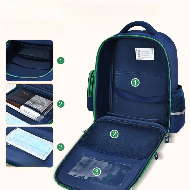 School Bags Primary School Children British Style Shoulders Backpack Boys and Girls Large Capacity Multi-Compartment Schoolbag