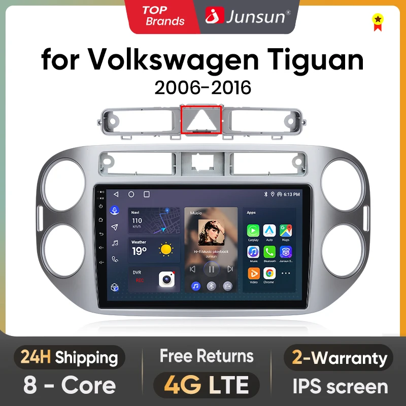 

Автомагнитола Junsun V1 для VW Volkswagen Tiguan 1 NF 2006 2008-2016, 4G, GPS