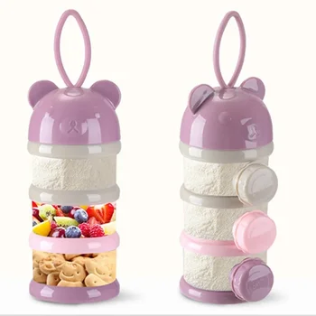 3 Or 4-layers Bear Style Portable Baby Food Storage Box Essential Cereal Cartoon Infant Milk Powder Toddle Snacks Container