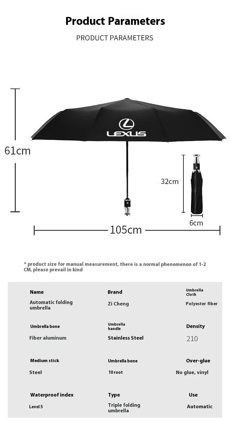 Car Automatic Folding Windproof Sunshade Umbrella For Lexus F Sport ES200 ES300 GS250 GS300 IS300 RX300 NX300 CT200 LX570 LS500h