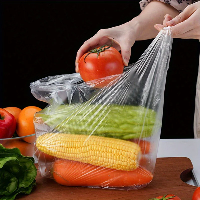 200 Stück Große Transparente Lebensmittel-Aufbewahrungsbeutel | Widerstandsfähig und Sicher für Obst, Gemüse und Frischprodukte, Ideal für die Küchenorganisation – Detail 4