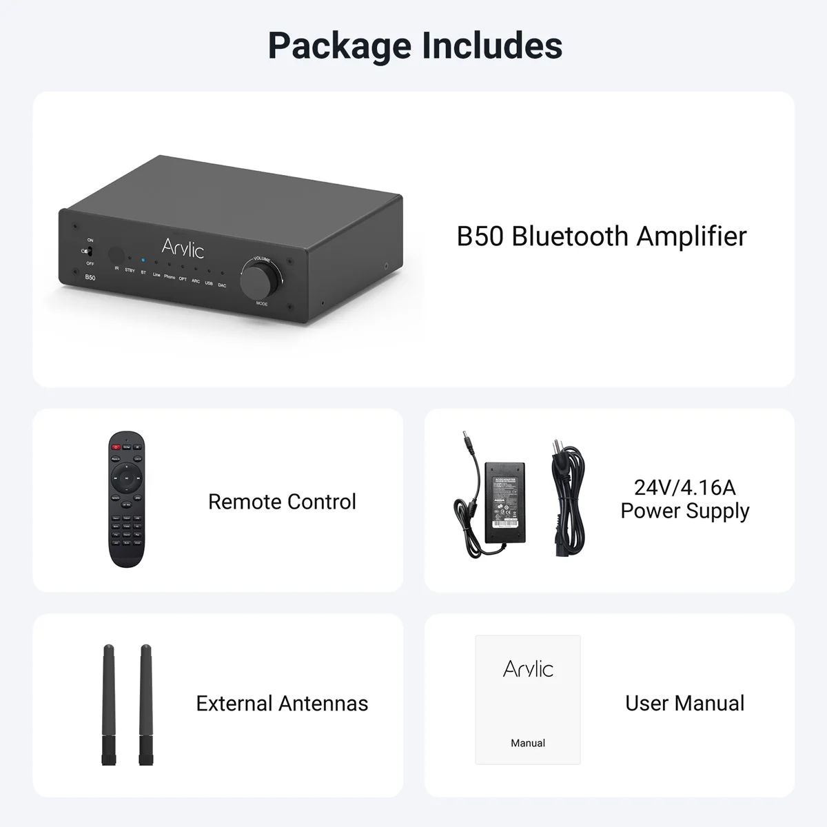 New Arylic B50 Bluetooth 5.2 Transmitter Receiver AptX HD Audio Adapter Wireless Audio Amplifier for TV Home Headphones Stereo