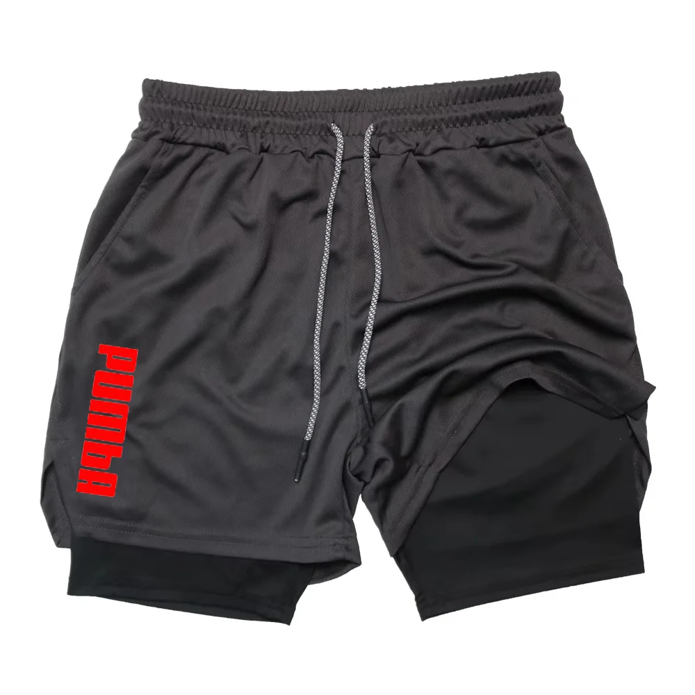 Description Picture 5 of item2 in 1 Workout Running Shorts for Men Gym Athletic Sport Shorts with Compression Liner Phone Pocket Towel Loop  RL0400