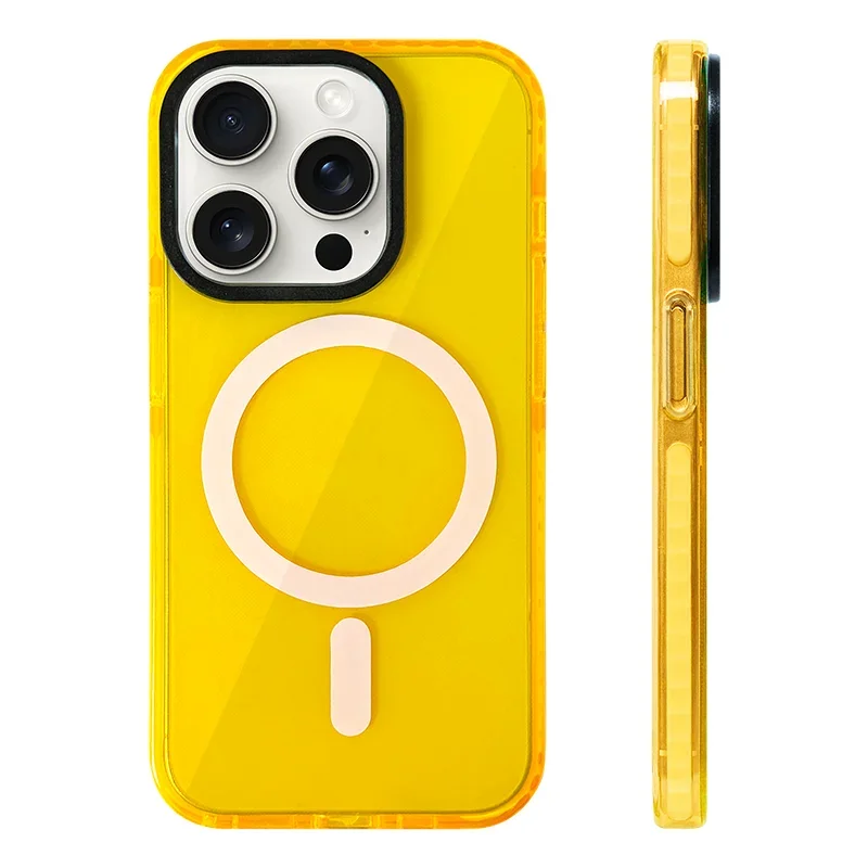 Neon Crystal Clear Magnetic Phone Case with Wireless Charging Compatibility