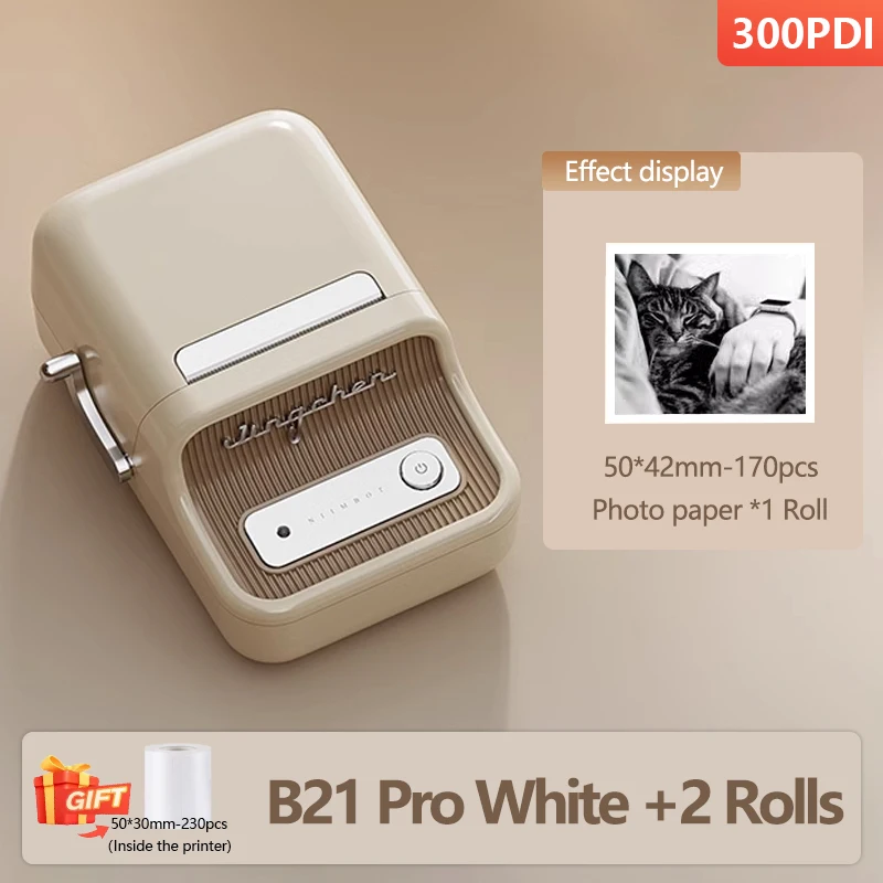 NIIMBOT B21 Pro Stampante Etichette Bluetooth | 300 DPI | Etichettatrice Portatile Senza Inchiostro Per Casa, Ufficio E Negozio