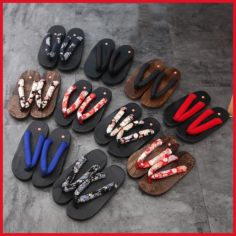 Japanese Traditional Geta Flat Bottom Unisex Wooden Paulownia Clog Man Woman Ninja Cosplay Shoes Flip Flop Summer Sandals cosplay shoes martial arts shoes work clog shoes